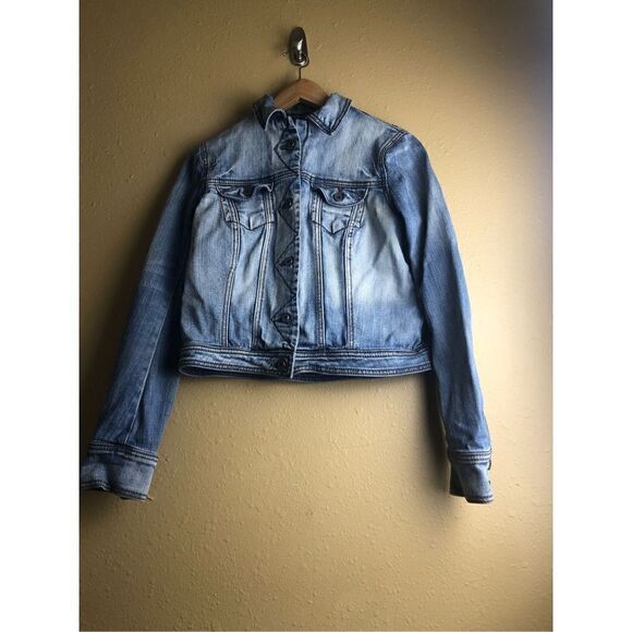 C & V Girls Small Denim Button Front Blue Jean Jacket Artisan Made - Picture 2 of 11